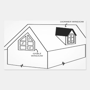 Diagramm des Dormer- und Giebelfensters Rechteckiger Aufkleber