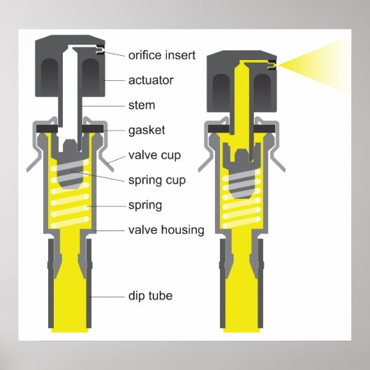 Diagramm eines Aerosol-Sprühventil Poster (Vorne)