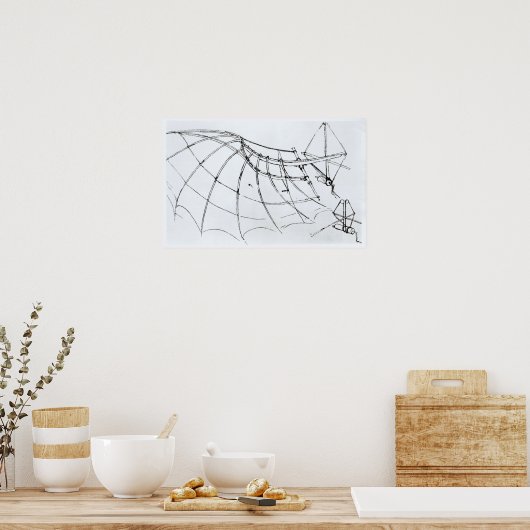 Diagramm eines mechanischen Flügels Poster (Küche)