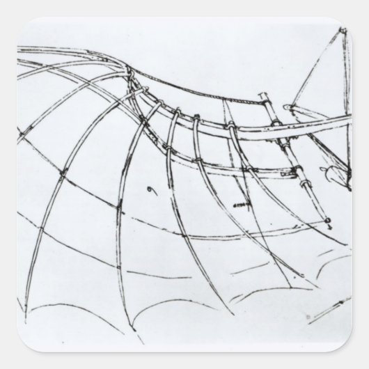 Diagramm eines mechanischen Flügels Quadratischer Aufkleber (Vorderseite)