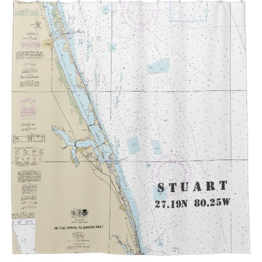 Diagramm Stuart FL Längengrad Breite Duschvorhang (Vorderseite)