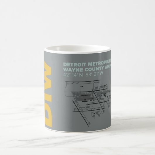 Diagramm-Tasse Detroit-Flughafen-(DTW) Kaffeetasse (Mittel)