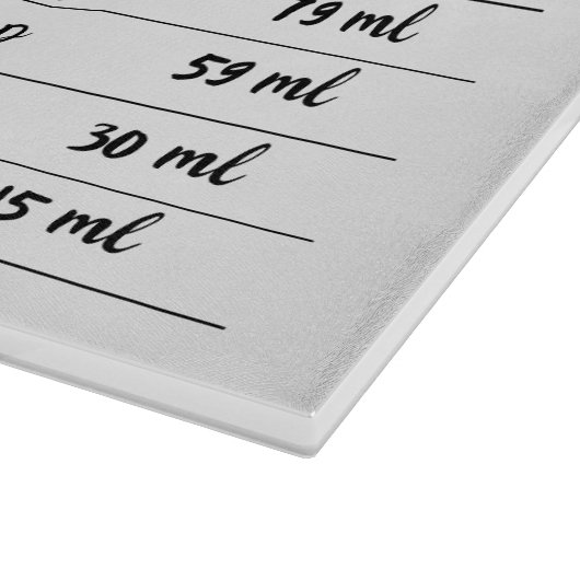 Diagramm zur Konvertierung der Küchenmessung Schneidebrett (Ecke)