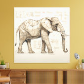 Diagrammatic African Elephant Canvas Print Leinwanddruck (Insitu (Wohnzimmer))