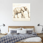 Diagrammatic African Elephant Canvas Print Leinwanddruck (Insitu (Schlafzimmer))