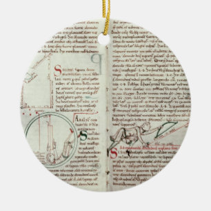 Diagramme der Maße und des Textes (Pergament) Keramikornament