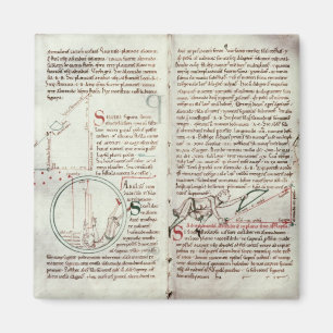 Diagramme der Maße und des Textes (Pergament) Magnet