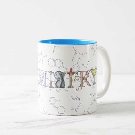 Diagramme für die Chemie und Typografie Zweifarbige Tasse (VorderseiteRechts)