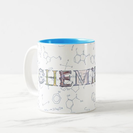 Diagramme für die Chemie und Typografie Zweifarbige Tasse (Vorderseite Links)