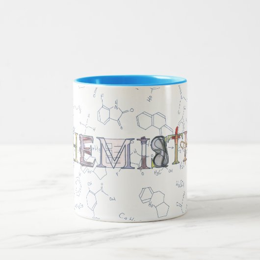 Diagramme für die Chemie und Typografie Zweifarbige Tasse (Mittel)