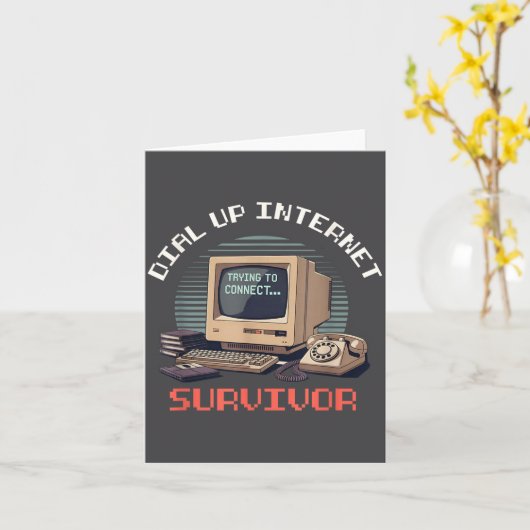 Dial Up Internet Survivor Funny Retro Computer Lov Karte (Gelbe Blume)