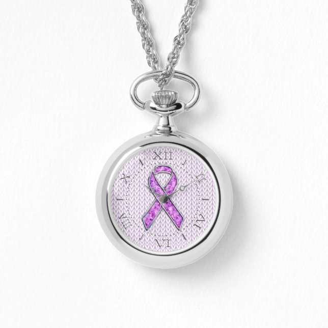Dial zum Silver Crystal Pink Ribbon Awareness Stri Armbanduhr (Vorderseite)
