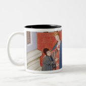 Dialog zwischen Boethius und Philosophie Zweifarbige Tasse (Links)