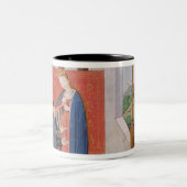 Dialog zwischen Boethius und Philosophie Zweifarbige Tasse (Mittel)