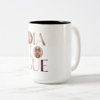 Dialogue Faces Gradient Letters Mug Zweifarbige Tasse