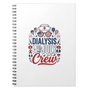 Dialyse 4. Juli Crew Krankenschwester Patriotische Notizblock