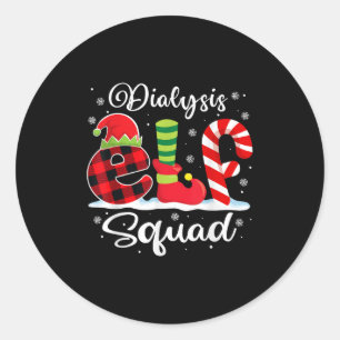 Dialyse Elf Squad Weihnachtsdialyse Nurse Matchi Runder Aufkleber