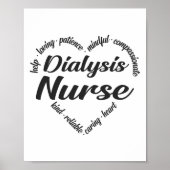 Dialyse Nurse Herz Word Cloud Poster (Vorne)