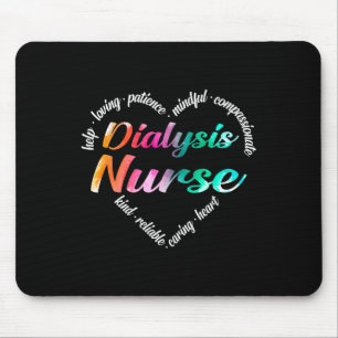 Dialyse Nurse Herz Word Cloud Watercolor Rainbow Mousepad