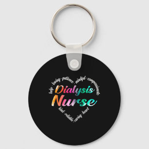 Dialyse Nurse Herz Word Cloud Watercolor Rainbow Schlüsselanhänger