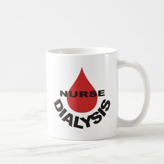 Dialysekrankenschwester-Blut-Tropfen vorbei Kaffeetasse (Rechts)