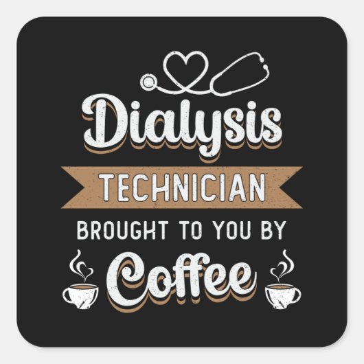 Dialysetechniker Broschüre Kaffee Nephrologie Tech Quadratischer Aufkleber (Vorderseite)