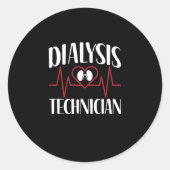 Dialysetechniker - EKG Pulsschlag Runder Aufkleber (Vorderseite)