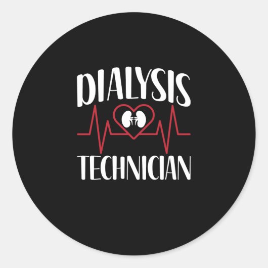 Dialysetechniker - EKG Pulsschlag Runder Aufkleber (Vorderseite)
