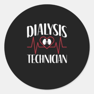 Dialysetechniker - EKG Pulsschlag Runder Aufkleber