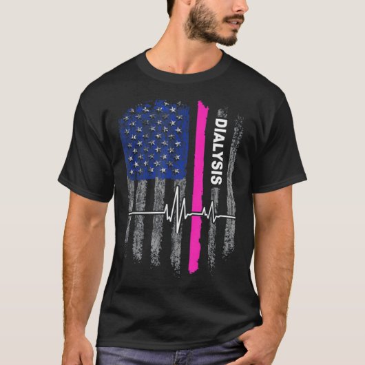 dialysis Awareness American Flag T-Shirt (Vorderseite)