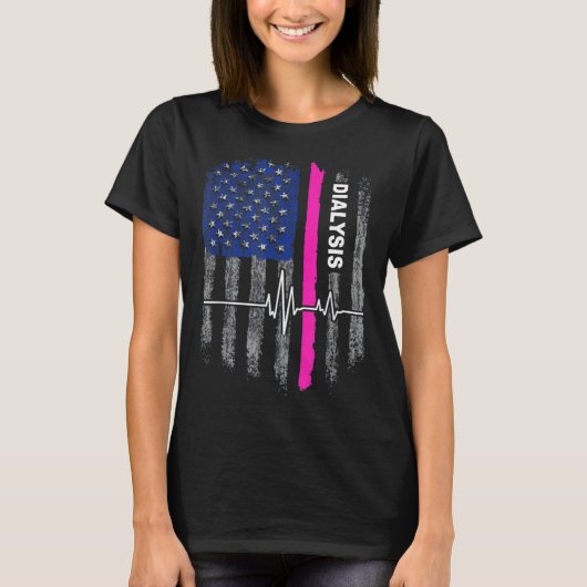 dialysis Awareness American Flag T-Shirt (Vorderseite)