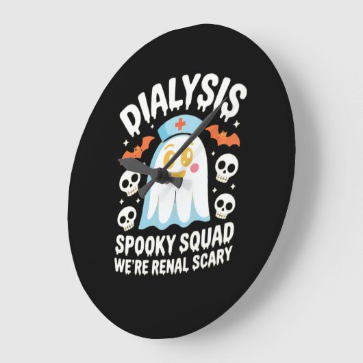Dialysis Nephrologie Nurse Niedlich Halloween Spoo Große Wanduhr (Winkel)