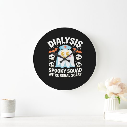 Dialysis Nephrologie Nurse Niedlich Halloween Spoo Große Wanduhr (Zuhause)