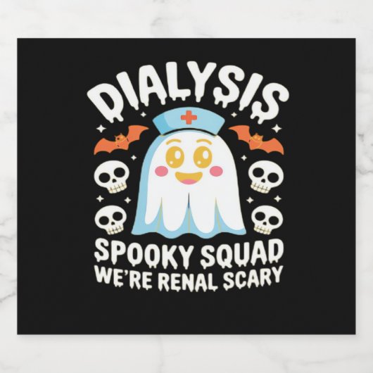 Dialysis Nephrologie Nurse Niedlich Halloween Spoo Schaumweinetikett (Einzelnes Label)