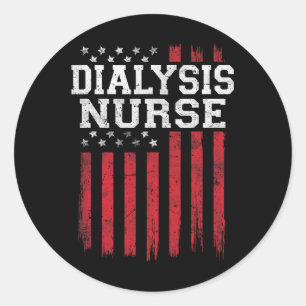 Dialysis Nurse American Flag Usa Patriot Patriotic Runder Aufkleber