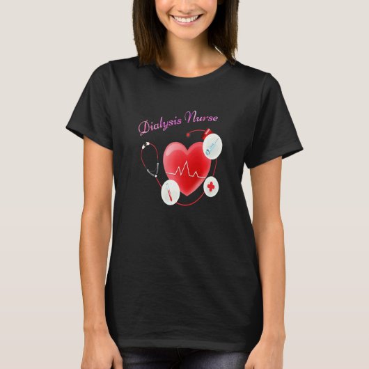 Dialysis Nurse Heartbeat Herz Nephrologie Tech T-Shirt (Vorderseite)