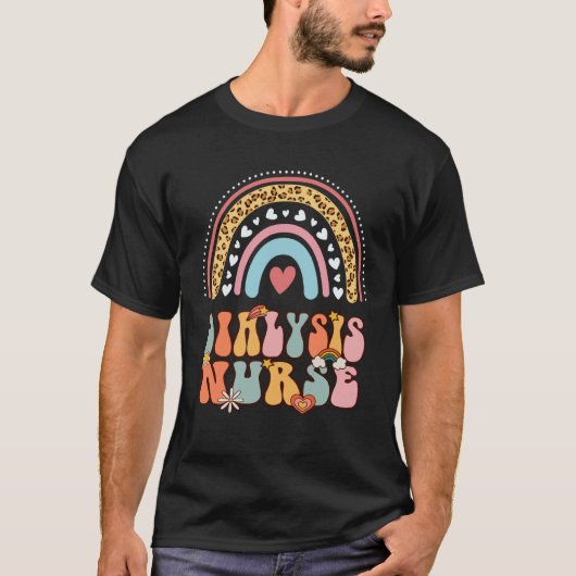 Dialysis Nurse Nephrology Nursing Groovy Retro Rai T-Shirt (Vorderseite)