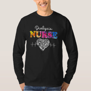 Dialysis Nurse Watercol Liebe Heart Stethoscope Rn T-Shirt