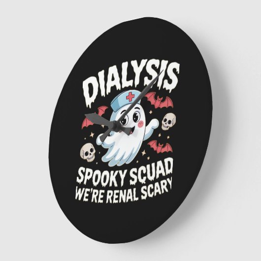 Dialysis Spooky Squad Nephrologie Halloween Nephro Große Wanduhr (Winkel)