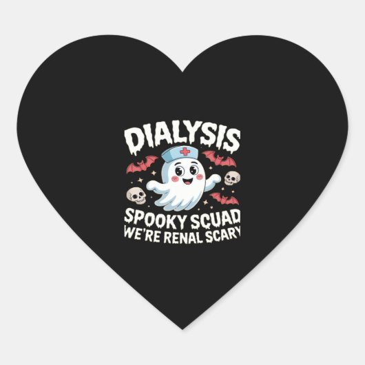 Dialysis Spooky Squad Nephrologie Halloween Nephro Herz-Aufkleber (Vorderseite)