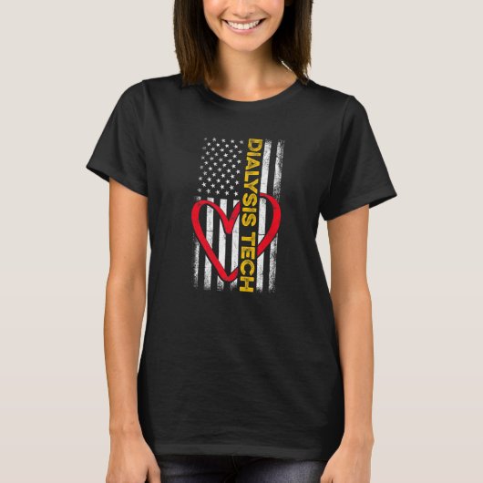Dialysis Technician Flag Herznephrologie Tech T-Shirt (Vorderseite)