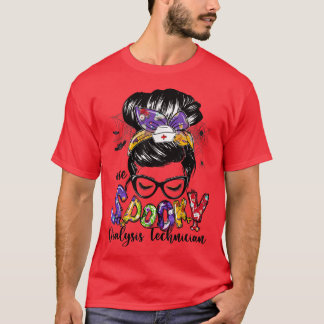 Dialysis Techniker Messy Bun Happy Halloween Gesch T-Shirt