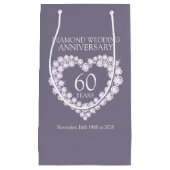 Diamant 60. Hochzeitstag graues Foto Tasche Kleine Geschenktüte (Vorderseite)