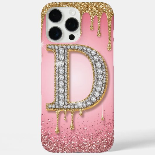 Diamant Anfangsbuchstabe D Gold Rosa Geschenk für Case-Mate iPhone Hülle (Rückseite)