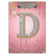 Diamant Anfangsbuchstabe D Gold Rosa Geschenk für