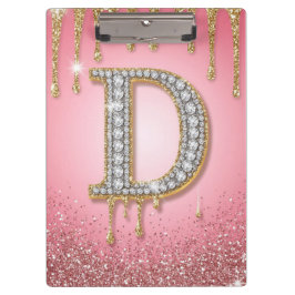 Diamant Anfangsbuchstabe D Gold Rosa Geschenk für  Klemmbrett