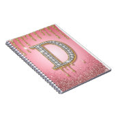 Diamant Anfangsbuchstabe D Gold Rosa Geschenk für  Notizblock (Rechte Seite)