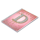 Diamant Anfangsbuchstabe D Gold Rosa Geschenk für  Notizblock (Linke Seite)