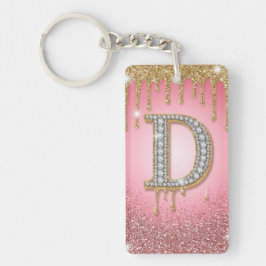 Diamant Anfangsbuchstabe D Gold Rosa Geschenk für  Schlüsselanhänger