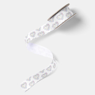 Diamant-Aquarell-Herz-Kunst gemustert Satinband